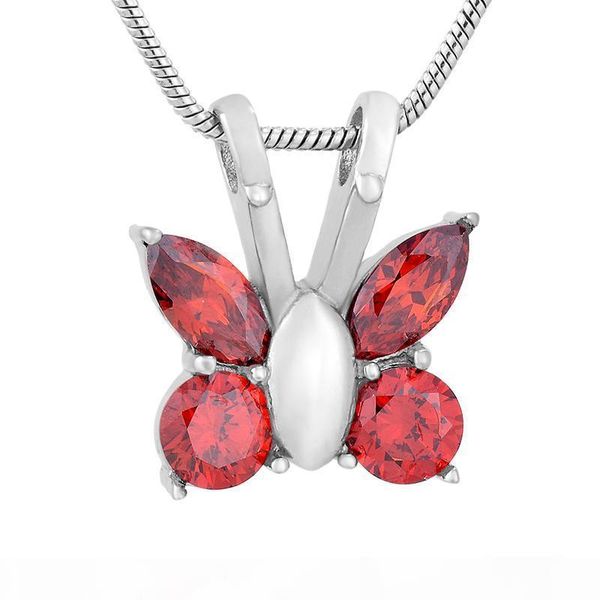 

fashion charm women ashes urn necklace crystal butterfly urn pendant necklace stainless steel cremation keepsake necklace female jewelry, Silver