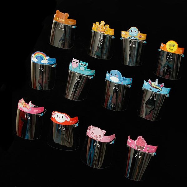 

28 styles kids cartoon face shield with glasses frame transparent pet anti-fog protectiv full face cover children party masks gift ahc709