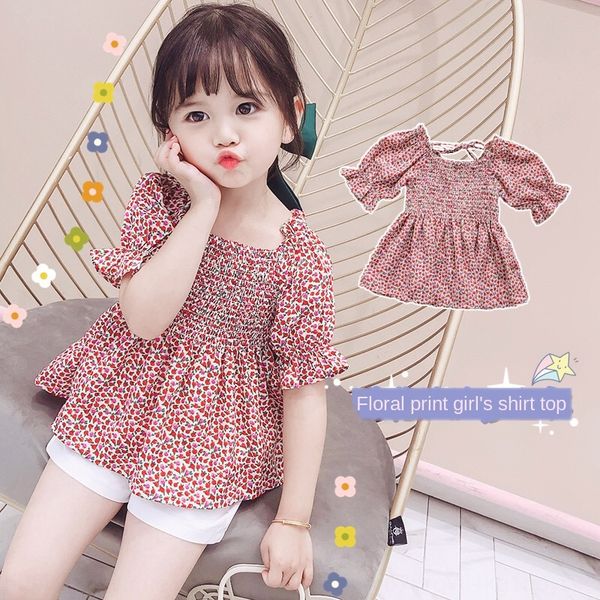 

pypiu korean style 2020 girl shoulder floral doll collar new korean style baby girl loose shirt children's clothing doll children, White;black