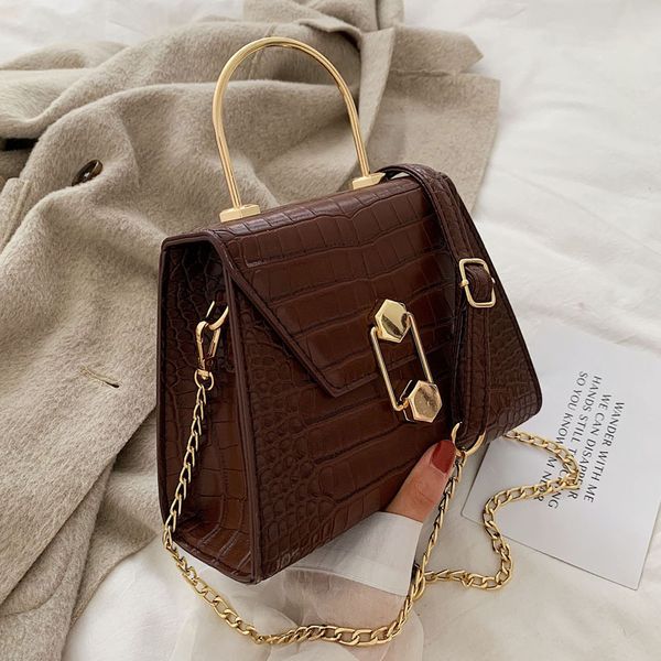 

stone pattern pu leather crossbody bags for women 2020 small totes with metal handle lady shoulder messenger bag handbags