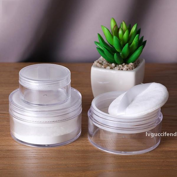 

20g/50g empty travel powder case clear plastic cosmetic jar make-up loose powder box case container holder with sifter lids and powder puff