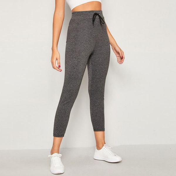 

solid color stretch broadcloth leggings 2020 fashion womens lace elastic leggings casual pants trousers workout leggings jy, Black