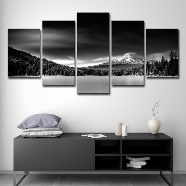 

5 pieces black and white landscape modern canvas oil painting for sofa wall decoration wall art paints craft picture mural art home decor