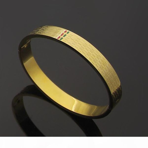 

factory price wholesale g letter red and green oil drop stripe plaid wide face bracelet women's designer bracelet, Black