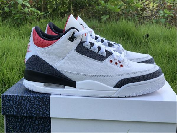 

2020 released authentic 3 se dnm fire red og denim 3s mens basketball shoes white black cement outdoor sports sneakers with original box
