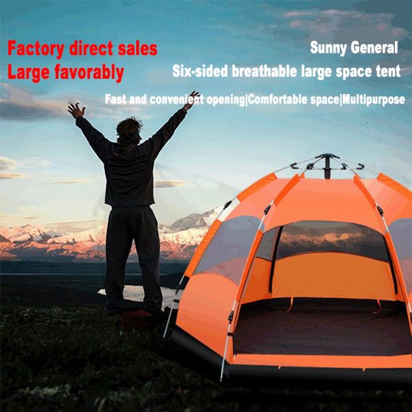 

fully automatic outdoor tent 5-8 people double thick rainproof camping beach camping tent
