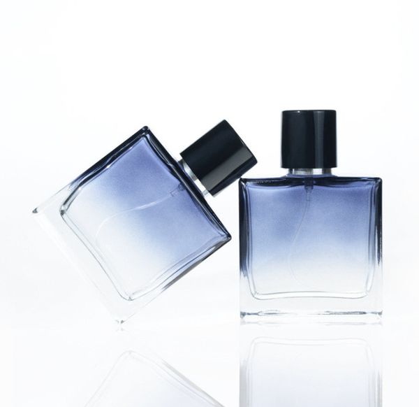 

50ml travel portable square bule refillable bottle glass empty perfume pump bottle spray atomizer cosmetic containers