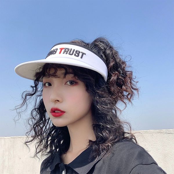 

new korean style bicycle shade sun large eaves letter empty female summer uv protection outdoor cycling sunshade hat sun hat, Blue;gray