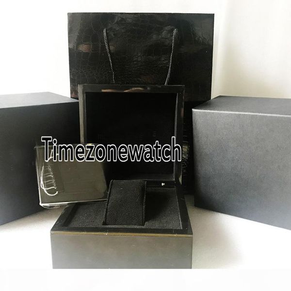

new hight quality rm box black leathe watch box wholesale mens womens watches original box with certificate gift paper bags timezonewatch, Black;blue