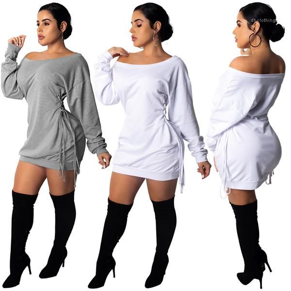 

bandage night club dresses fall casual hip mini dresses women high waist dress with bow slash neck dresses women strapless, Black;gray