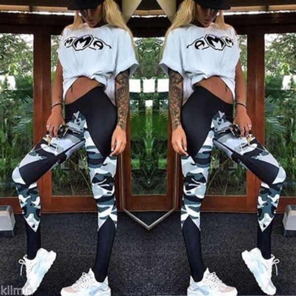 

2020 camouflage stitching sports tights gym tight yoga tight pants yoga pants high quality, Black;white
