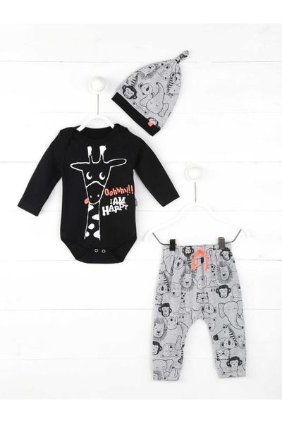 

gray male baby 3 pcs set, White