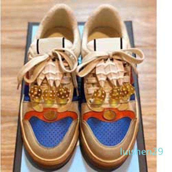 

original box new fashion mens shoes with women luxury designer sneaker man casual ace shoes green red stripe size 35-45 l29, Black