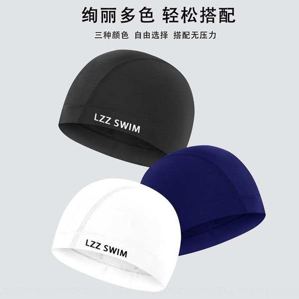 

nylon cloth cap swimming capplus size long hair women's printed black nylon cloth swimming cap