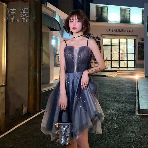 

star sequined shinny blue ball gown dress lace spaghetti strap backless formal party dresses zippers robe de soriee, Red