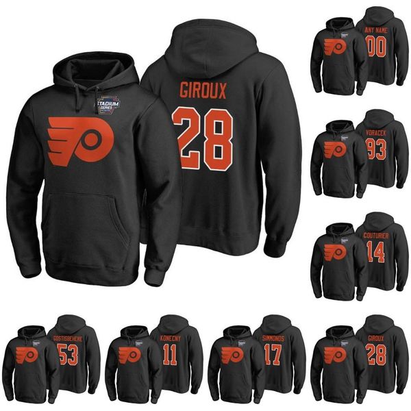 

philadelphia flyers 2019 stadium series 79 carter hart sean couturier claude giroux wayne simmonds jakub voracek shayne gostisbehere hoodie, Black;red