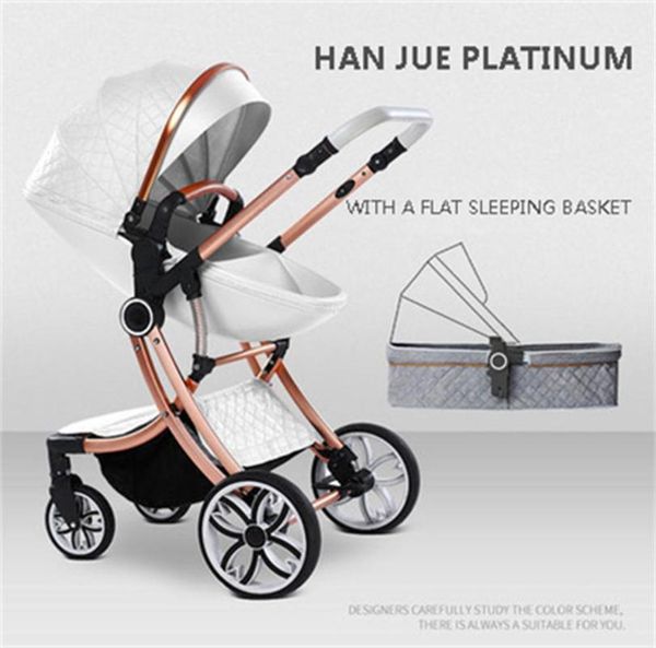 

luxury baby stroller two-way baby pram with seatable foldable light trolly and high view 2 in1 car