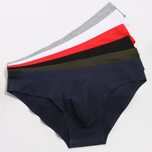 

mens underwear briefs seamless 3d pouch breathable cotton modal solid color underpants male panties shorts, Black;white