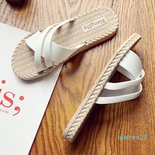 

weaving slippers women's sandals casual beach outdoor shoes roman flat chaussures femme slippers women flip flops pantuflas l29, Black