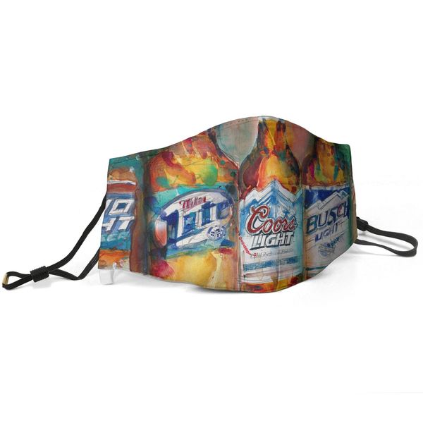 

women men face mask dust mask muffle bud light miller lite coors light busch yuengling light com printed with adjustable ear hook, Silver