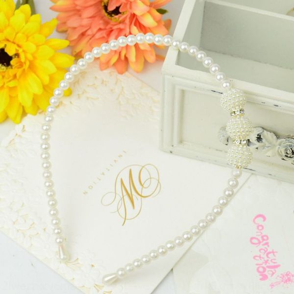 

korean style rhinestone jewelry pearl drill bit rhinestone bit headband ladies hair accessories children headband, Slivery;white