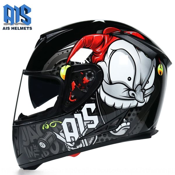 

wnao3 ai shi motorcyclecoat motorcyclehelmet men's and women's electric motorcycle personality cool full helmet overcover four sea