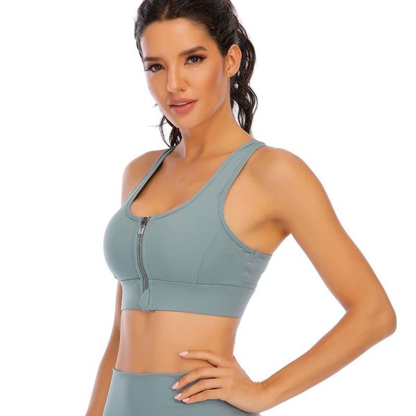 

push up sports yoga bra high impact zipper padded breathable workout fitness bra athletic running women active wear, White;black