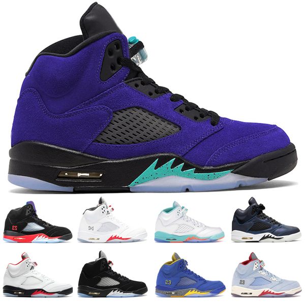 

2020 new mens basketball shoes 5 5s alternate grape light aqua black metallic oil grey fire red ice blue michigan sports sneakers outdoor