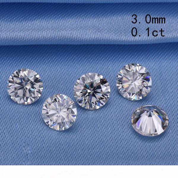 

pass the diamond tester 3.0mm 0.1ct round gh brilliant cut moissanites loose stone for engagement rings good price s923, Black
