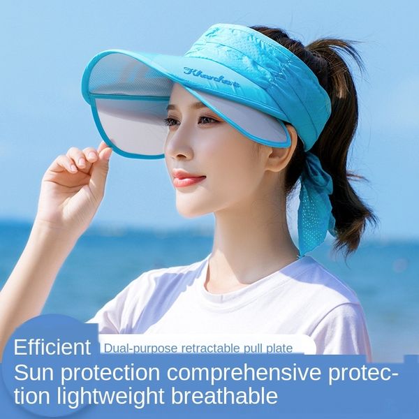 

women's outdoor sunscreen sunscreen travel waterproof sun hat korean fashion uv-proof hat, Blue;gray