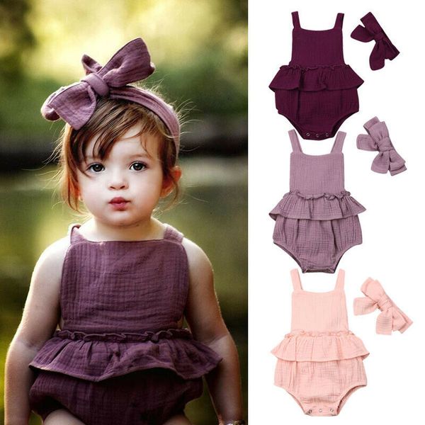 

new baby girls solid bodysuit jumpsuit 2pcs outfit sunsuit summer clothes, Blue