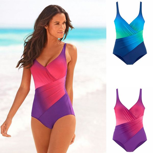 

2020 new arrival one piece swimsuit women vintage bathing suits plus size swimwear beach padded print swim wear solid monokinis, White;black