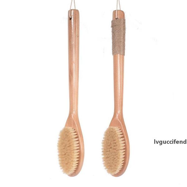 

long handle massage brush with boar bristles bath shower brush blood circulation & exfoliation wooden bath brush