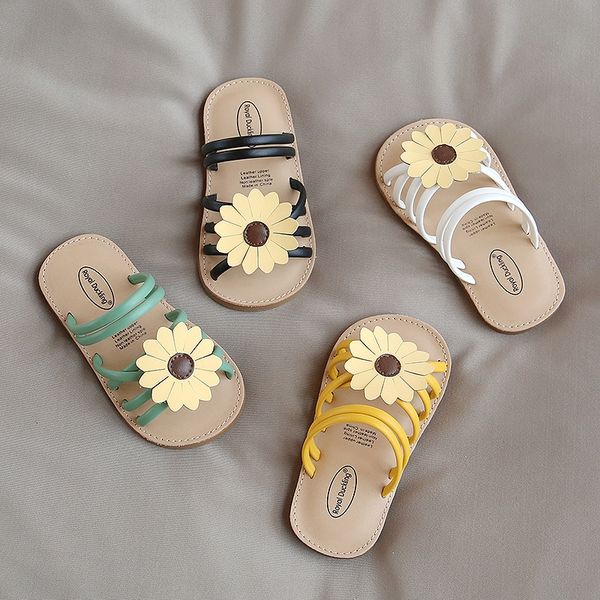 

girls' 2020 new korean style girls' soft bottom sandals 0-1-3 years old sandals and slippers slippers sunflowers, Black;grey