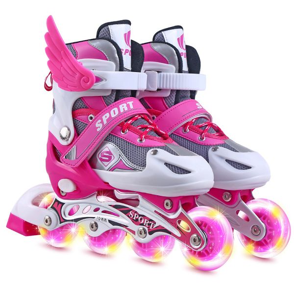 

inline & roller skates kid's and athletic shoe for children men women pu material skating all wheels flash skate shoes