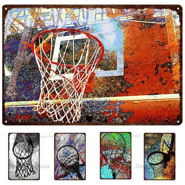 

basketball metal sign colorful graffiti art poster printed on metal vintage wall art home decoration metal plate sport style tin