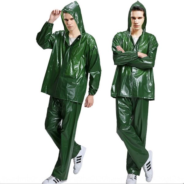 

n8k9n split raincoat suit army green bicycle zipper bicycle thickened pvc beef tendon construction site farm work cycling zipper with, Black