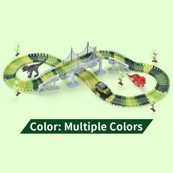 

192pcs electric dinosaur building blocks track car diy creative circular rail vehicle for kids boys early education 02