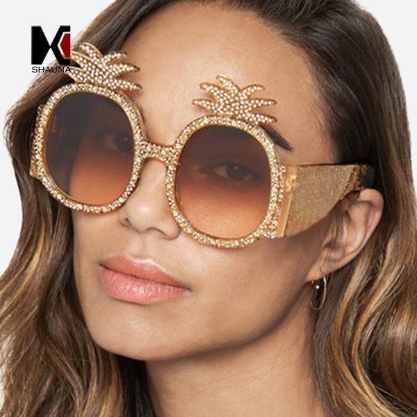 

shauna summer styles crystal decoration oversize pineapple sharp women oval sunglasses men pearl effective glasses uv400, White;black