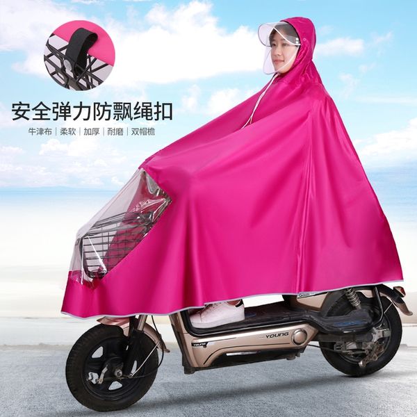 

jilb2 electric car raincoat long full body single motorcycle bicycle and double riding battery motorcycle bicycle special poncho for men and, Black