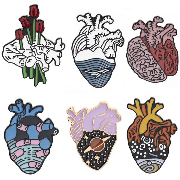 

delicate cartoon creative cute heart enamel alloy brooch fashion badge all-match clothes pin jewelry gift for friends, Gray