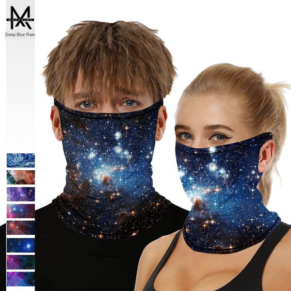 

50r9m starry sky digital printing men's and women's outdoor cycling mask ice bicycle digital bicycle cool silk fabric multi-functi, Black