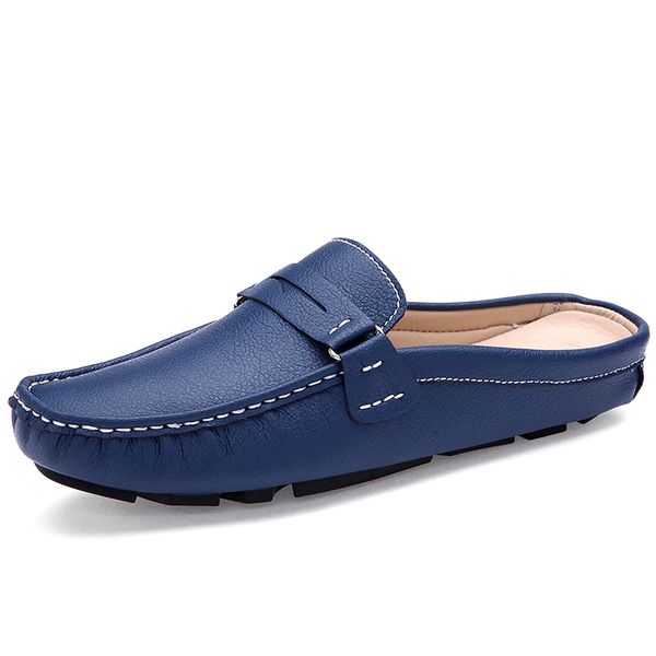 

young casual loafers shoes blue white lazy shoes male weight light half comfortable anti-slip men walking driver shoes cx200729, Black