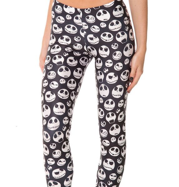 

new 3285 girl women ankle length nightmare christmas skull jack skellington 3d prints polyester fitness women leggings pants, Black