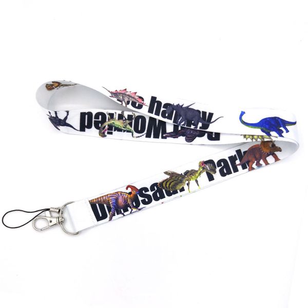 

regooly re11 jurrasic park dinosaur letter neck strap lanyards id badge holder keychain phone strap gift ribbon webbing necklace, Silver