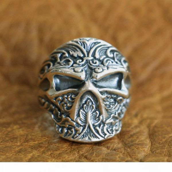 

linsion 925 sterling silver high details ninja skull ring mens biker ring ta121 us size 7 to 15, Golden;silver