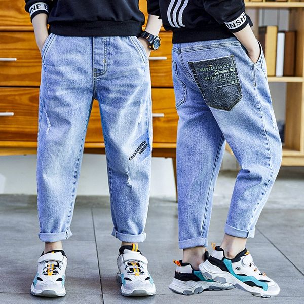 

2020 new trousers trousers and jeans children's and boys' spring jeans casual sports fashion all-match korean style fashion, Blue