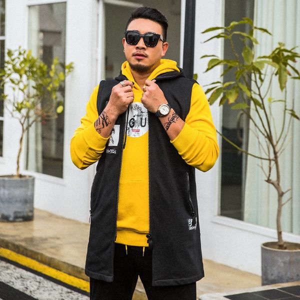 

2019 мода весна бренд большой размер мужской одежды толстый мужской хлопок печатных пальто средней длины свободно 1903629 пальто жилет жилет, Black;white