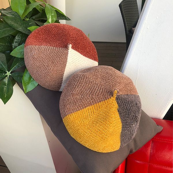 

peipai beilai painter pumpkin women's new color matching mohair beilei hat korean fashion all-match pumpkin painter hat, Blue;gray