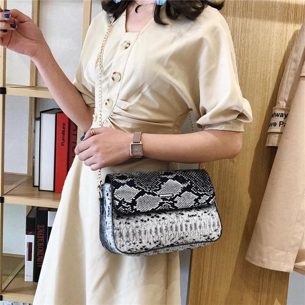 

vintage snake printing women bags pu leather daily messenger handbags ladies large capacity shopping shoulder bags
